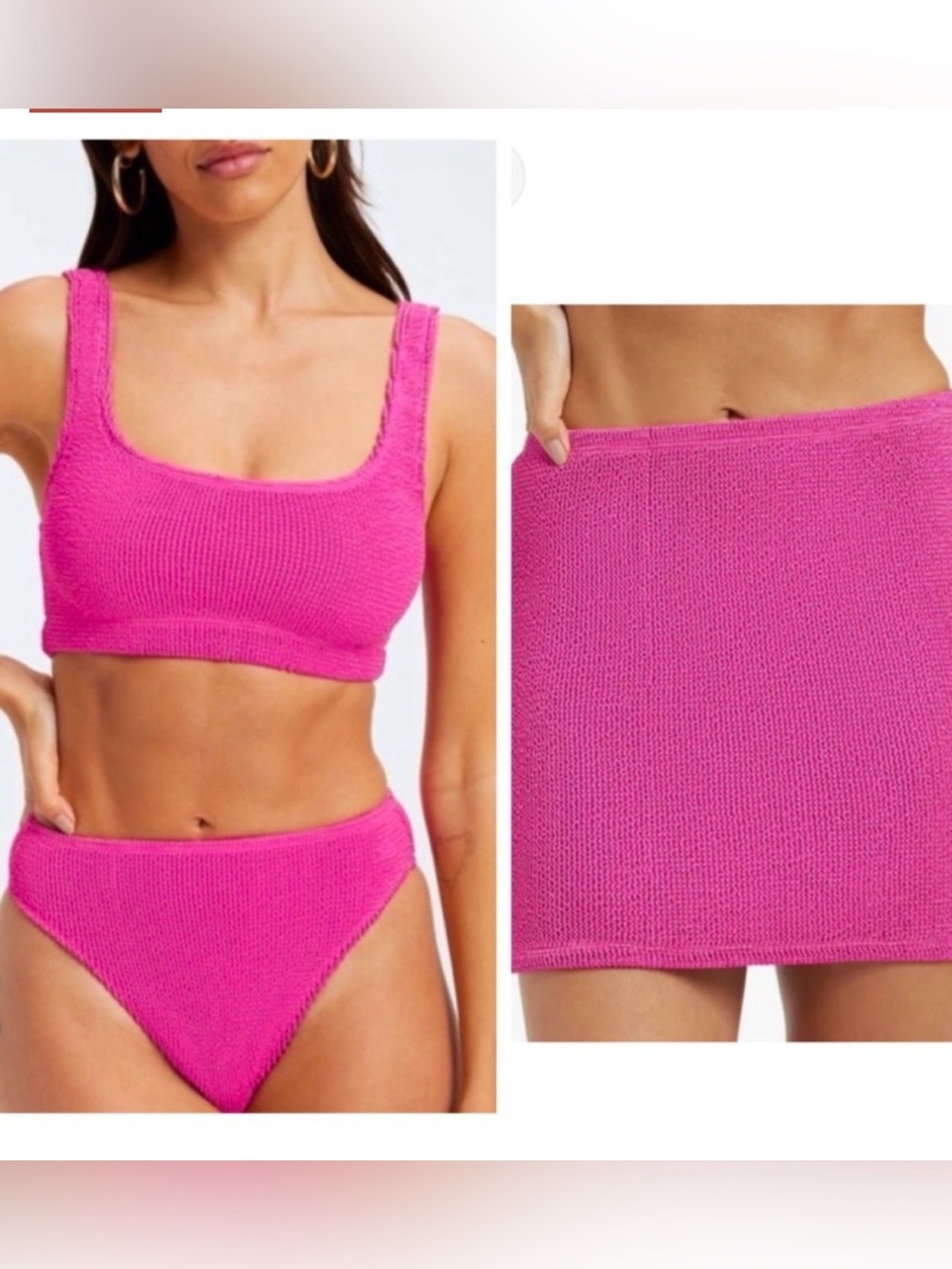 GOOD AMERICAN Fuchsia Pink Metallic Always Fits 3 piece set Size L/XL